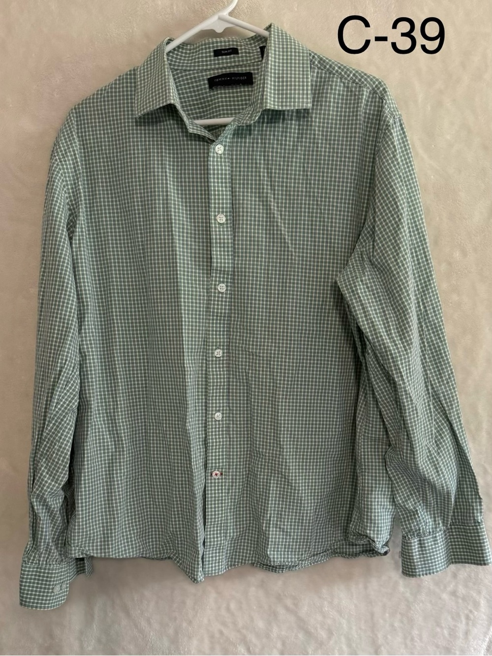 Tommy Hilfiger Light Green Checked Button-Down Shirt
